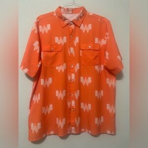 Whataburger fishing pearl snap button down shirt, Like New condition
